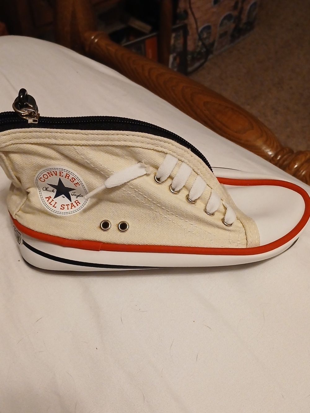 Converse Cream Canvas Mini Sneaker Coin Purse with Red Stripe